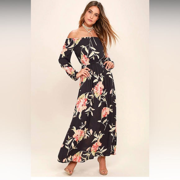 Billabong Dresses & Skirts - Billabong Crystal Ball Washed Black Floral Print Maxi Dress Size Medium